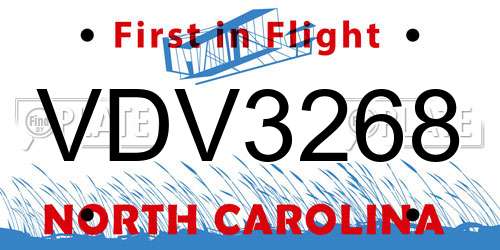 VDV3268 North Carolina License Plate