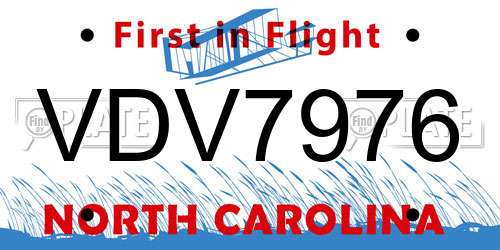 VDV7976 North Carolina License Plate