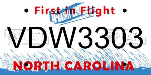 VDW3303 North Carolina License Plate