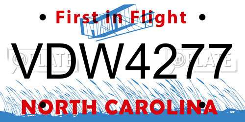 VDW4277 North Carolina License Plate