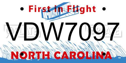 VDW7097 North Carolina License Plate