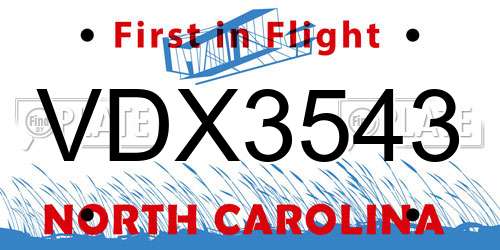 VDX3543 North Carolina License Plate