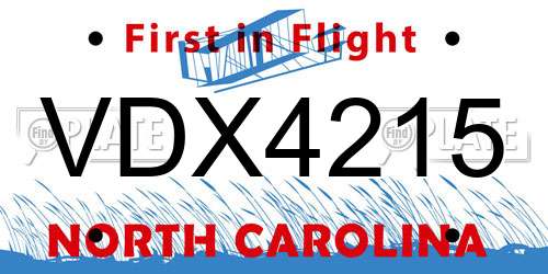 VDX4215 North Carolina License Plate