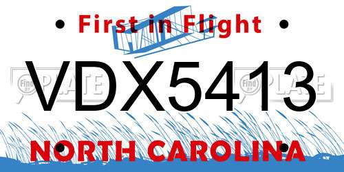 VDX5413 North Carolina License Plate