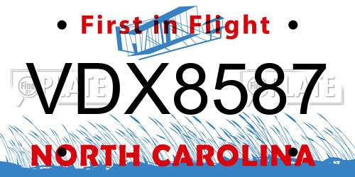 VDX8587 North Carolina License Plate