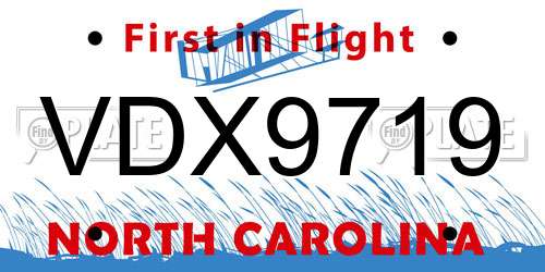 VDX9719 North Carolina License Plate