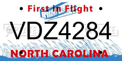 VDZ4284 North Carolina License Plate