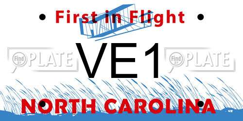 VE1 North Carolina License Plate