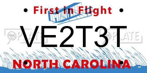 VE2T3T North Carolina License Plate