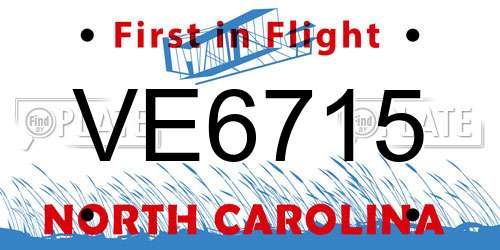 VE6715 North Carolina License Plate
