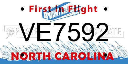 VE7592 North Carolina License Plate