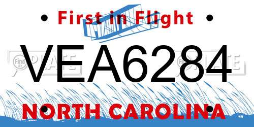 VEA6284 North Carolina License Plate
