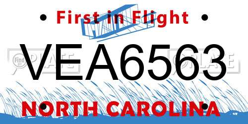 VEA6563 North Carolina License Plate