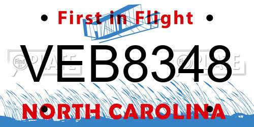 VEB8348 North Carolina License Plate