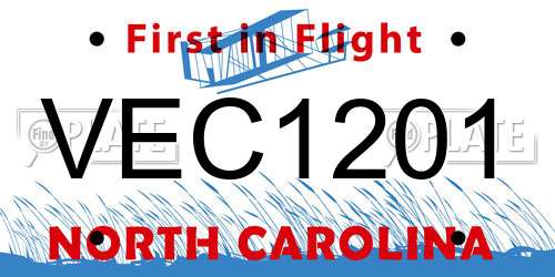 VEC1201 North Carolina License Plate