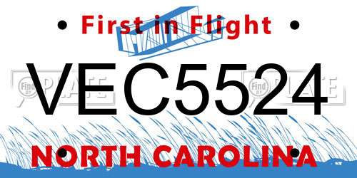 VEC5524 North Carolina License Plate