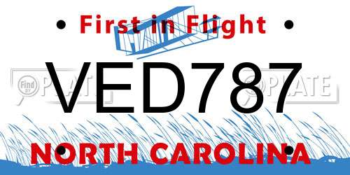 VED787 North Carolina License Plate