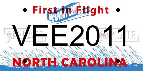 VEE2011 North Carolina License Plate