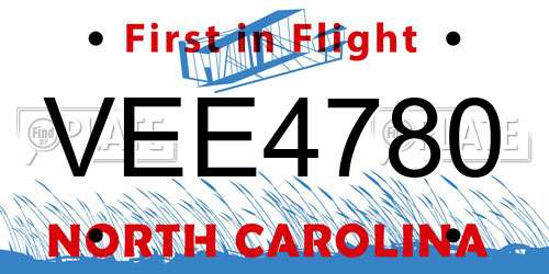 VEE4780 North Carolina License Plate