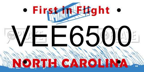 VEE6500 North Carolina License Plate