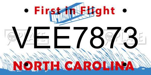 VEE7873 North Carolina License Plate