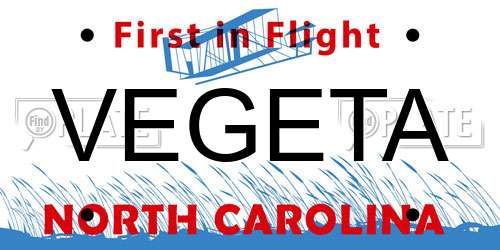 VEGETA North Carolina License Plate