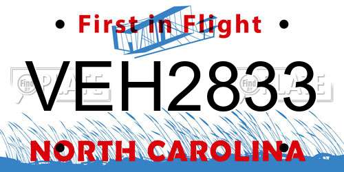 VEH2833 North Carolina License Plate