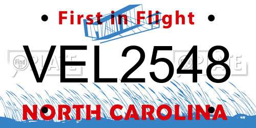 VEL2548 North Carolina License Plate