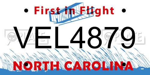 VEL4879 North Carolina License Plate