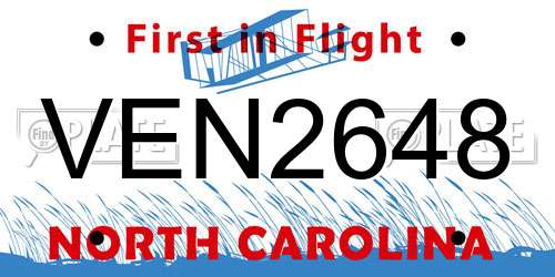 VEN2648 North Carolina License Plate