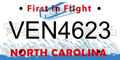 VEN4623 North Carolina License Plate