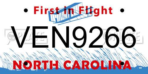 VEN9266 North Carolina License Plate