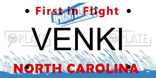 VENKI North Carolina License Plate