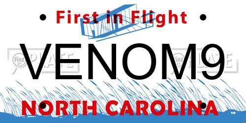VENOM9 North Carolina License Plate