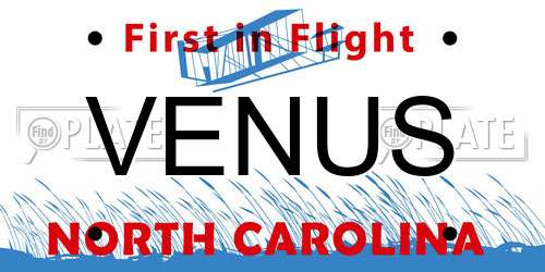 VENUS North Carolina License Plate