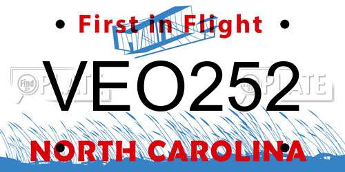 VEO252 North Carolina License Plate