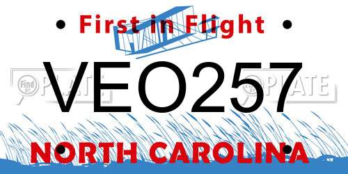 VEO257 North Carolina License Plate