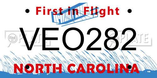 VEO282 North Carolina License Plate