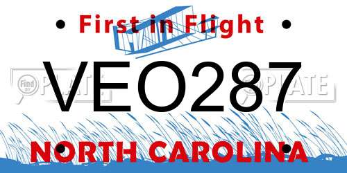 VEO287 North Carolina License Plate