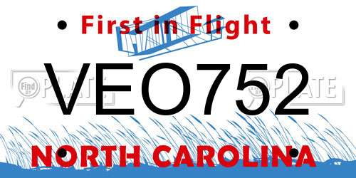 VEO752 North Carolina License Plate
