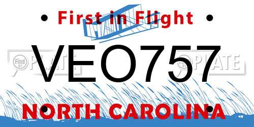 VEO757 North Carolina License Plate