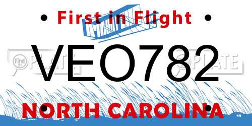 VEO782 North Carolina License Plate