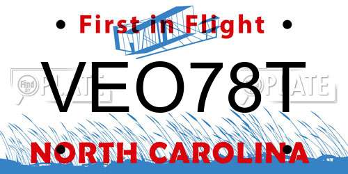 VEO78T North Carolina License Plate