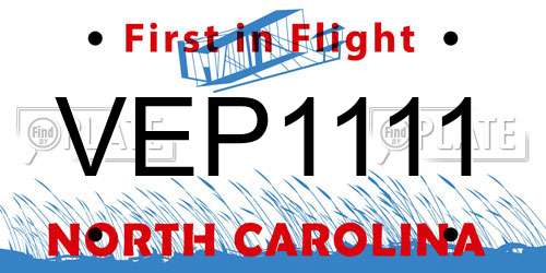 VEP1111 North Carolina License Plate