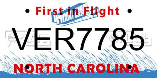 VER7785 North Carolina License Plate