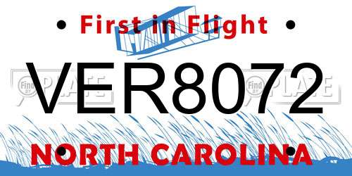 VER8072 North Carolina License Plate