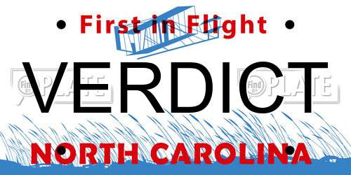 VERDICT North Carolina License Plate