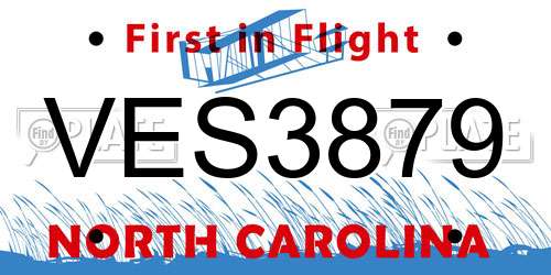VES3879 North Carolina License Plate
