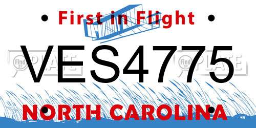 VES4775 North Carolina License Plate