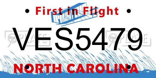 VES5479 North Carolina License Plate